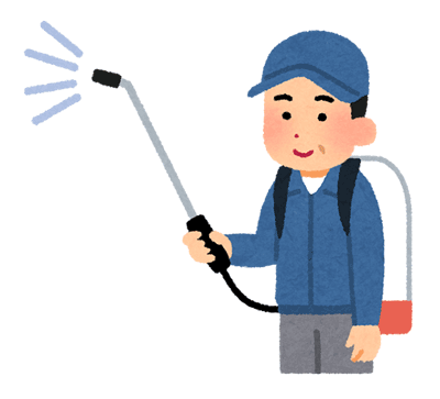 除草剤を撒いてるイラスト